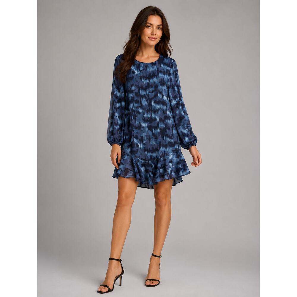 BCBGMAXAZRIA Pacific Blue “Cloud” Ruffle Hem Shift Dress – Size L - Picture 2 of 7